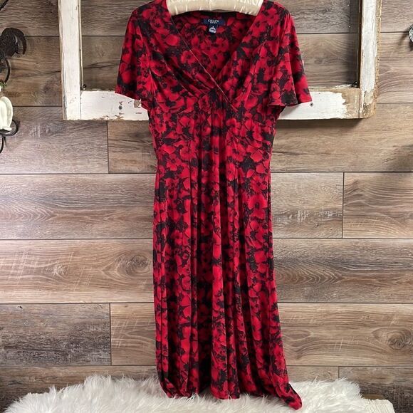 Chaps Ladies Black and Red Floral Dress, Size Small - Picture 2 of 8